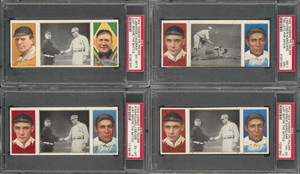 1912 T202 Hassan Triple Folders Hall of Famers PSA-Graded Collection (4) 